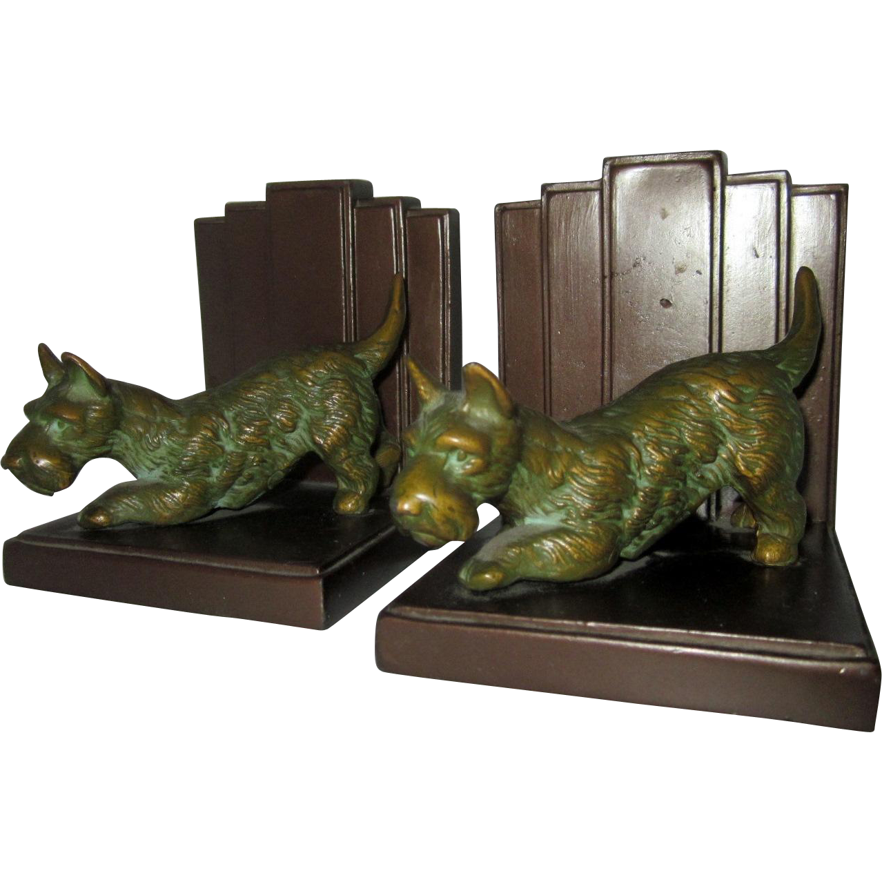 Art Deco Bronze Scottie Dog Bookends Modernism